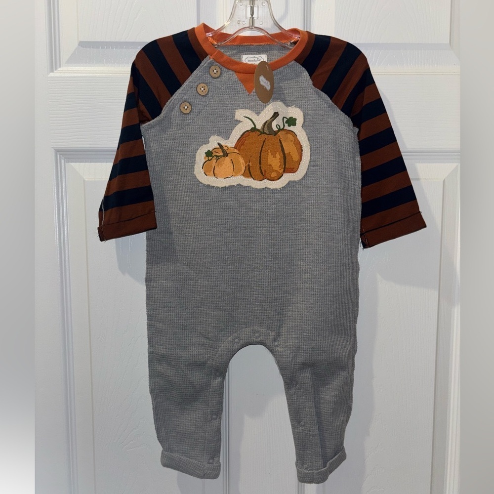 Mud Pie Baby Boys Waffle Weave Baby Pumpkin Bodysuit​​​
